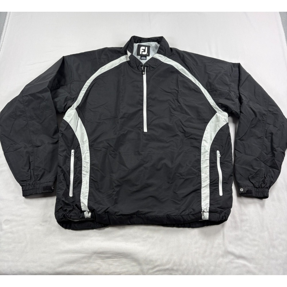 FootJoy Golf Jacket Mens Large Black Windbreaker Full Zip Casual